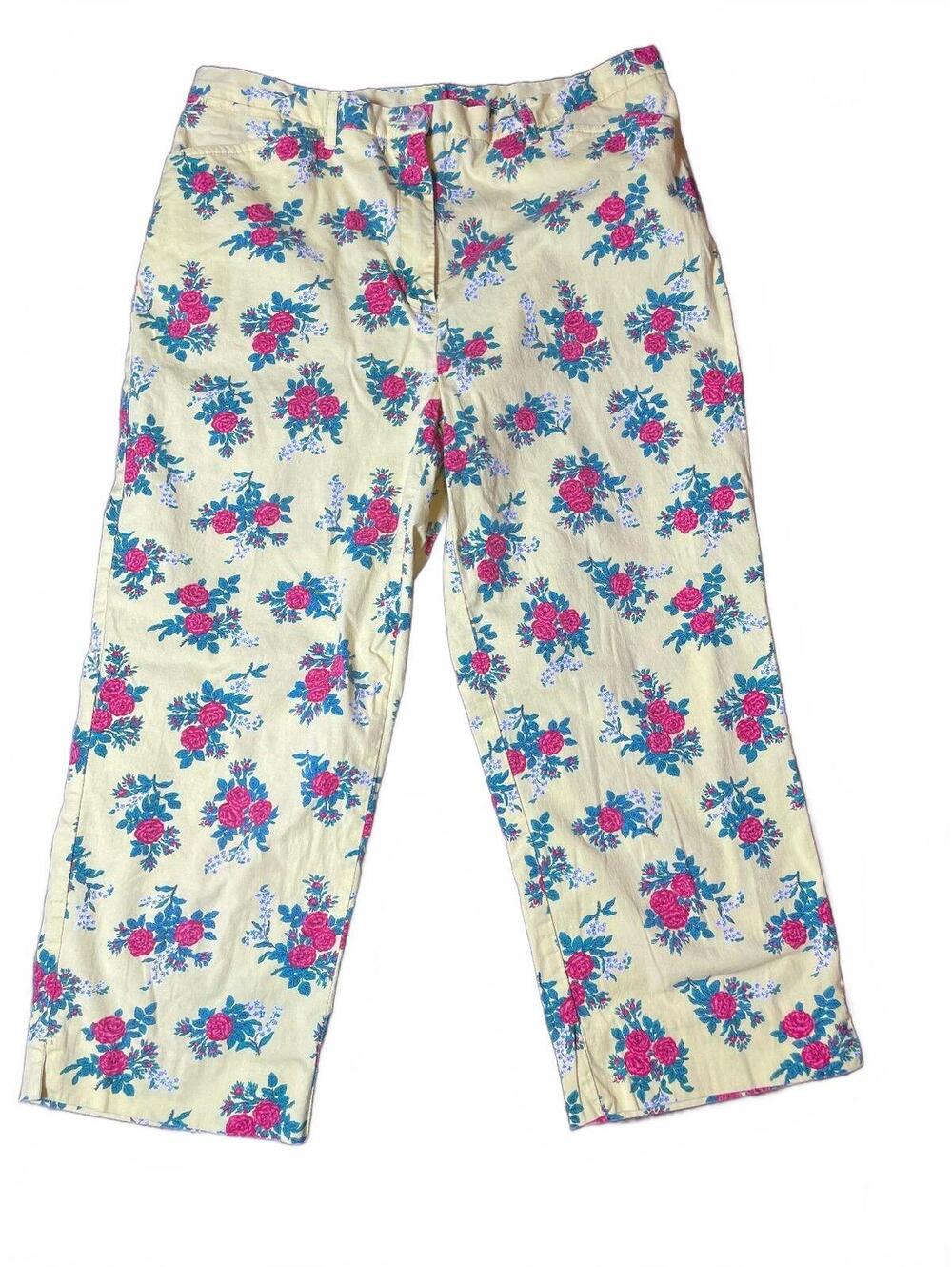 Vintage Green Label Ralph Lauren 90s yellow floral pattern capri size 8p EUC
